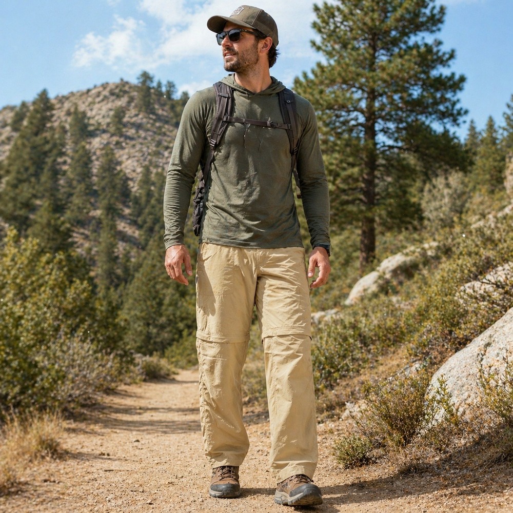 ExOfficio Insect Shield Convertible Cargo Pants Zip Off Nylon Khaki Men's XL